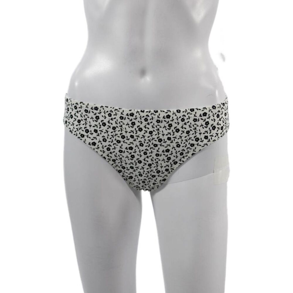 Kisuii Womens White Floral Nylon Bikini Bottoms Size L